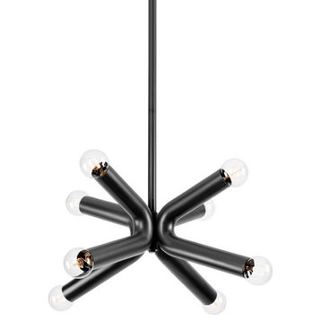 8 Light Chandelier-17.25 Inches Tall and 34 Inches Wide-Soft Black Finish