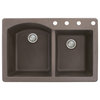 Aversa 33" silQ Granite Double Bowl Kitchen Sink with 4 Holes in Espresso