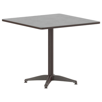 Flash Furniture Mellie 31.5'' Bronze Square Metal Indoor-Outdoor Table with Base