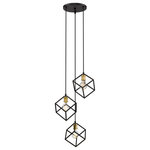 Z-Lite - Vertical Three Light Pendant, Bronze / Olde Brass - Clean lines and a modern design are showcased in this two-tone three-light pendant for your home. It's fashioned with a bronze and olde brass finish with cube-shaped shades hanging at different heights for an eclectic look that's contemporary yet timeless. It's a design that conveys movement in any dining room foyer bedroom or home office.