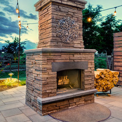 Outdoor Techo-Bloc Concrete Paver Fireplace - Outdoor Fireplaces