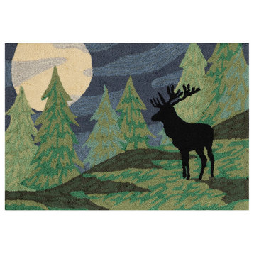 Frontporch Moonlit Mountain In/Outdoor Rug Forest 1'8"x2'6"