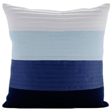 Blue Farmhouse Chair Cushions Cotton Linen 20"x20", Cool Breeze