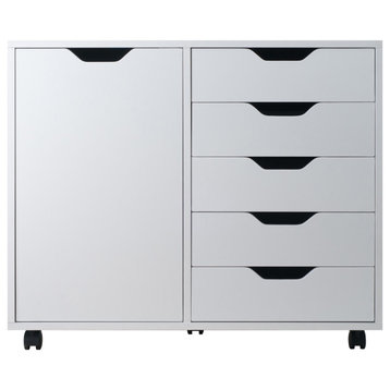 Ergode Halifax 5-Drawer Mobile Side Cabinet, White