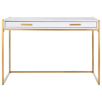 Elodie 1 Drawer Desk White/Gold Safavieh
