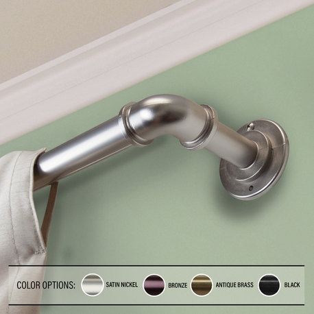 1" Pipe Blackout Curtain Rod, Satin Nickel, 120"-170"