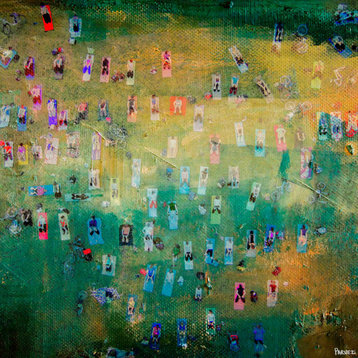 "Yoga In The Park" Painting Print on Wrapped Canvas, 18"x18"