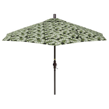 9' Patio Umbrella Bronze Pole Ribs Collar Tilt Crank Lift Pacific Premium, Palm Hunter