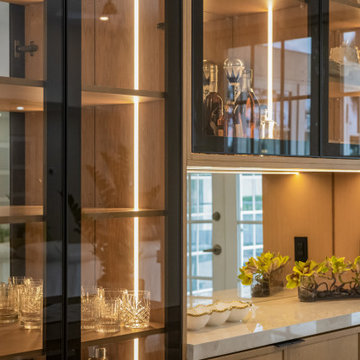 Glass Display Cabinet with Wood Framing and Lighting