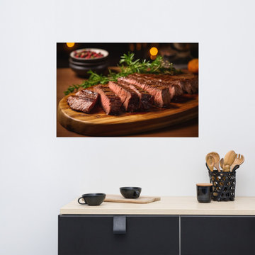 Food Art Steak Photorealistic Digital Art Loose Print