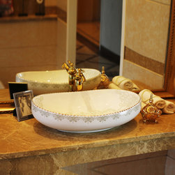 European Style Palace Ceramic Above Counter Sink - Bathroom Sinks