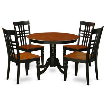 5 Pc Set With A Dining Table And 4 Dinette Chairs, Black And Cherry