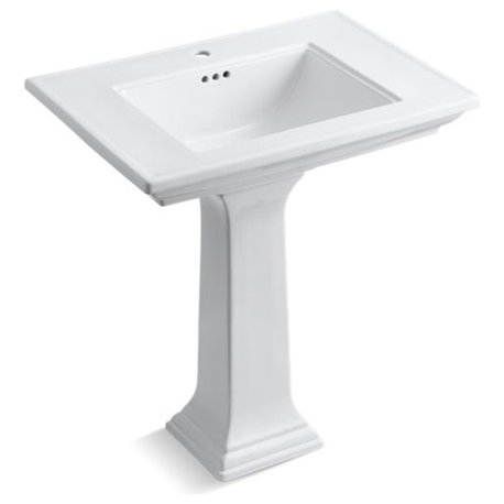 Kohler Memoirs Stately 30" Pedestal Bathroom Sink with Single Faucet Hole, White