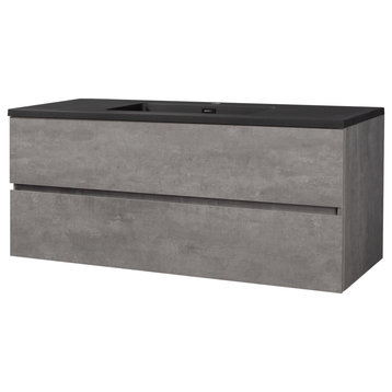 Bridgeport Wall Mounted Vanity Set With Cabinet and Integrated Basin, 48"