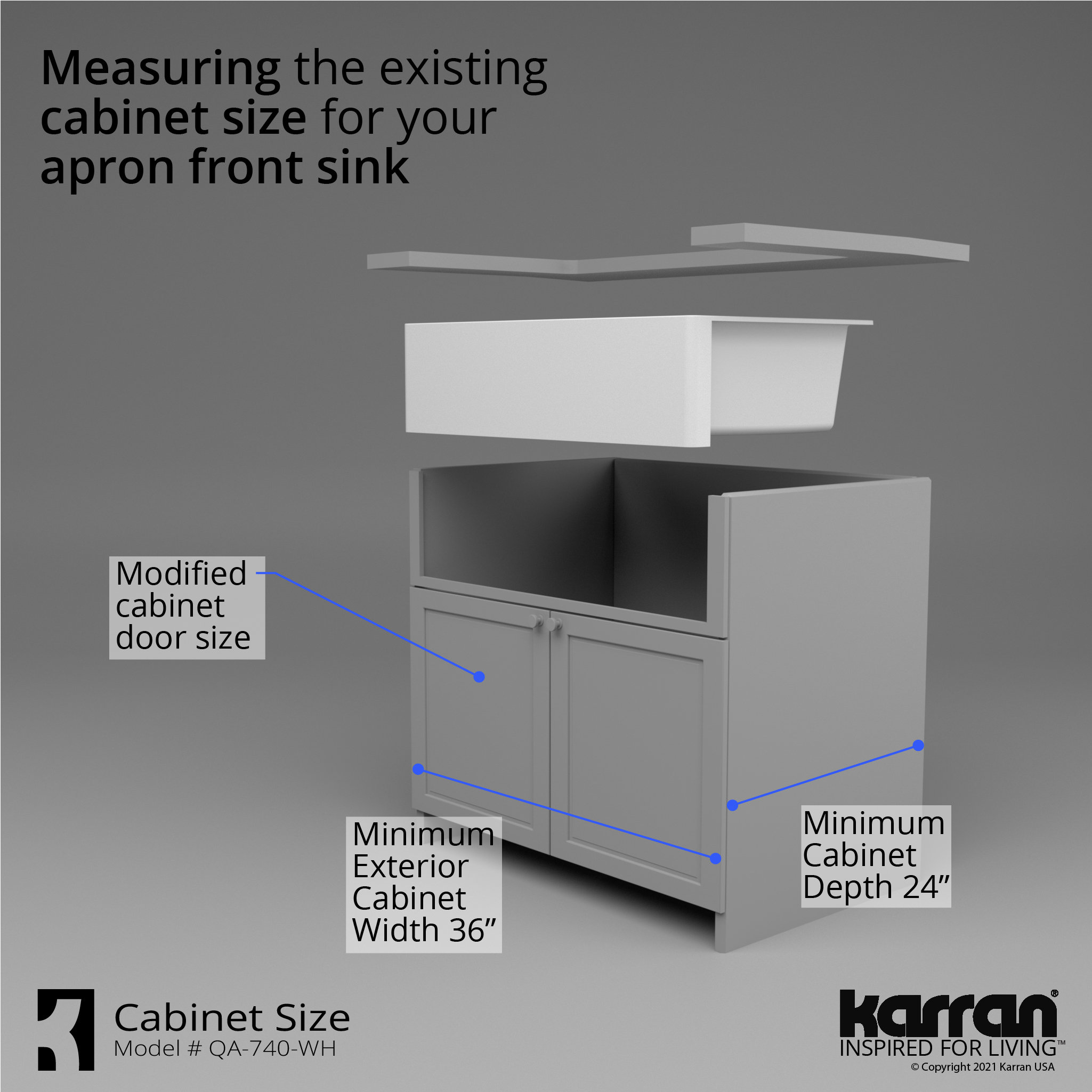 Karran Farmhouse/Apron-Front Quartz 34" Single Bowl Kitchen Sink, White