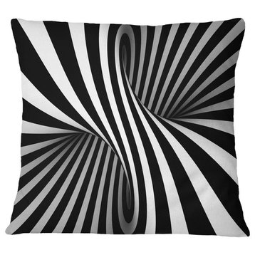 Black And White Spiral Abstract Throw Pillow, 18"x18"
