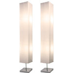 Lightaccents - Honors Chrome Floor Lamp Set 50 Inches Tall With White Paper Shade, 2-Pack - HIGH QUALITY PAPER AND STAINLESS