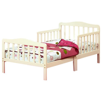 Orbelle Contemporary New Zealand Pine Solid Wood Toddler Bed in French White