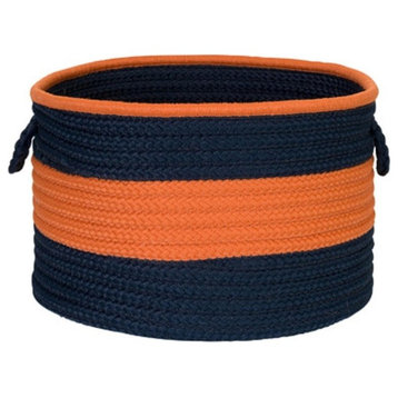 Color Block Round Basket, Navy/Orange, 14"x10"