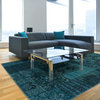 Ophelia Overdyed Traditional Teal and Gray Rug, 7'10"x10'10"