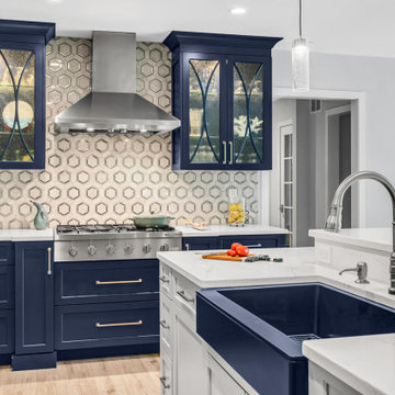 Grey & Navy Kitchen:  Open Concept