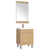The Modern 24 inch Single Modern Bathroom Vanity in Light Oak without Mirror