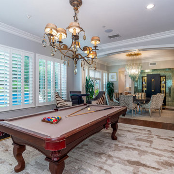 Luxury Game Room with Pool Table and Dining Area in San Diego