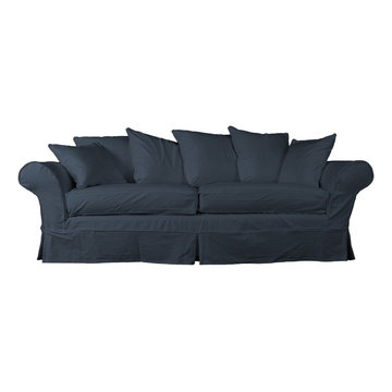 Elizabeth Slipcovered Sofa in Navy Blue - Coastal Living Room Charm