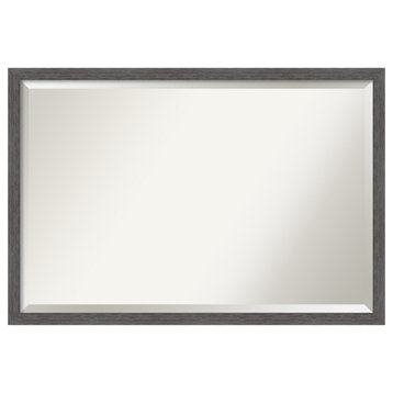 Pinstripe Plank Grey Thin Beveled Wall Mirror - 38 x 26 in.