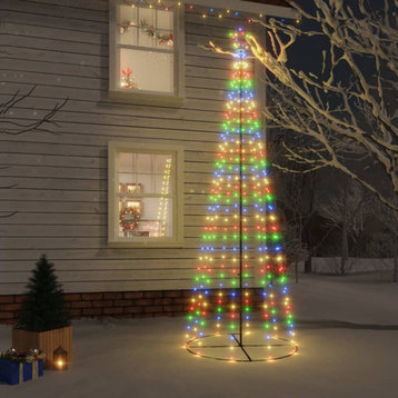 vidaXL Christmas Cone Tree Artificial Christmas Tree Lighting with LEDs Colorful