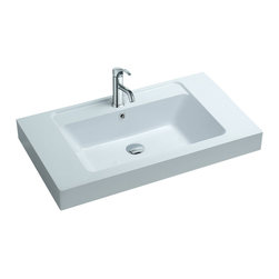 ADM Bathroom Design - ADM Rectangular Stone Resin Countertop Sink, White, 32" - Bathroom Sinks