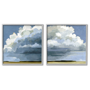 Sublime Outdoor Weather Landscape Cloudy Sky Painting, 2pc, each 12 x 12