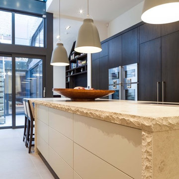 Modern, open-plan, basement kitchen