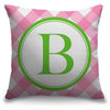 "Letter B - Circle Plaid" Outdoor Pillow 16"x16"