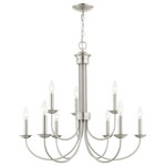 Livex Lighting - Livex Lighting Estate 9 Light Brushed Nickel 2-Tier Chandelier - This elegant yet classical Estate collection is impeccably designed and crafted. This brushed nickel finish nine-light chandelier is perfectly suitable above a dining room or a kitchen table with traditional or transitional interiors.