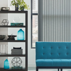 Contemporary Grey Living Room Custom Window Vertical Blinds by Hunter Douglas - Vertical Blinds