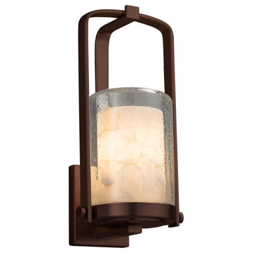 Alabaster Rocks! Atlantic Small Outdoor Wall Sconce, Cylinder/Flat, Bronze, LED