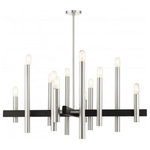 Livex Lighting - Livex LightiHelsinki, 12 Light Chandelier, Brushed Nickel/Satin Nickel - The dramatic lines of the Helsinki collection remiHelsinki 12 Light Ch Brushed NickelUL: Suitable for damp locations Energy Star Qualified: n/a ADA Certified: n/a  *Number of Lights: 12-*Wattage:60w Medium Base bulb(s) *Bulb Included:No *Bulb Type:Medium Base *Finish Type:Brushed Nickel