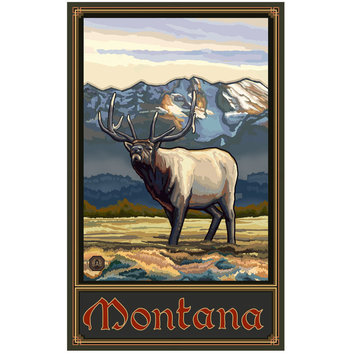 Paul A. Lanquist Montana Wildlife Whistling Elk Art Print, 30"x45"
