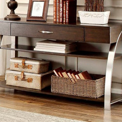 HOMELEGANCE 3533-05 MODERN UNIQUE OAK WOOD SOFA CONSOLE TABLE STORAGE - Console Tables