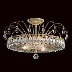 Clear Heritage Crystal Type 3 Light Semi Flush Mount by Schonbek Fontana Luce - Lighting