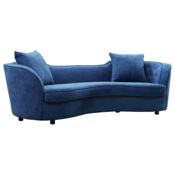 Armen Living Palisade Modern Velvet Upholstered Sofa in Blue and Brown