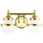 Livex Lighting - Livex Lighting 5712-02 Oldwick - Two Light Bath Vanity - Mounting Direction: Up/Down  ShOldwick Two Light Ba Polished Brass Hand UL: Suitable for damp locations Energy Star Qualified: n/a ADA Certified: n/a  *Number of Lights: Lamp: 2-*Wattage:75w Medium Base bulb(s) *Bulb Included:No *Bulb Type:Medium Base *Finish Type:Polished Brass