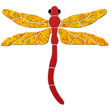Dragonfly Ceramic Swimming Pool Mosaic - Red - 5"x5" 5"x5", Red