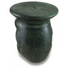 Bright Green Ceramic Frog Decorative Accent Stool Garden Stand