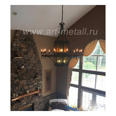 Wrought iron chandelier wagon wheel style