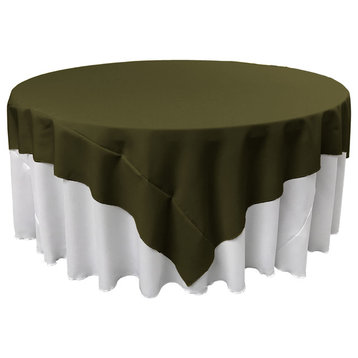 LA Linen Square Polyester Poplin Tablecloth, Olive, 72"x72"