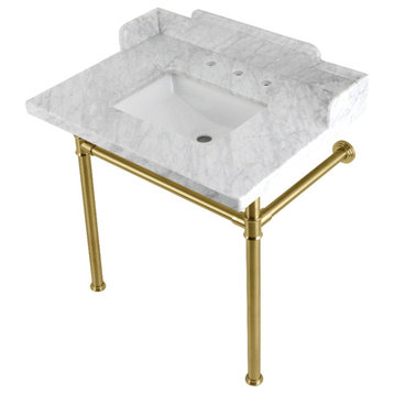 LMS30M8SQ7ST 30" Carrara Marble Console Sink with Stainless Steel Legs