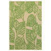 Costa Botanical Leaves Sand and Green Indoor/Outdoor Area Rug, 1'10"x3'3"
