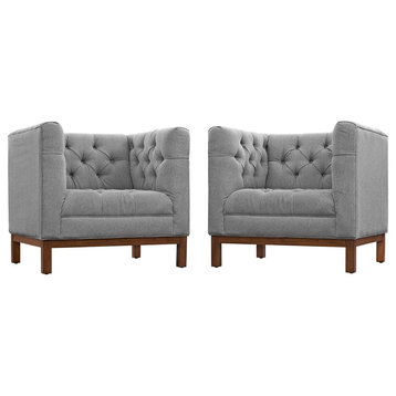 Modern Contemporary Urban Living Sofa 2-Piece Set, Gray Gray, Fabric